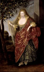 Britische Schule 17. Jahrhundert - Porträt einer Dame, genannt Elizabeth, Lady Tanfield